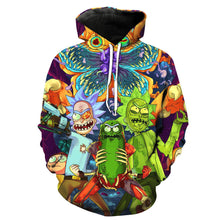 Load image into Gallery viewer, Rick and Morty Pickle Rick Toxic Rick Cyborg Rick Allover Print Hoodie